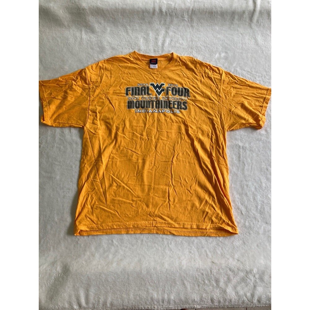 West Virginia Mountaineers Shirt Mens NCAA Final Four Basketball 2010 2XL Yellow